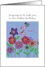 2nd Birthday Hand Drawn Busy Bee and Colorful Flowers card