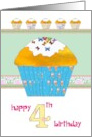 4th Birthday Yummy Cupcakes With Sugar Butterflies card