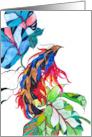 Just A Glimpse Colorful Abstract Bird On Branch Blank card