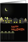 Moonlight On Houses and Trees Halloween Night card
