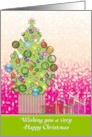 Christmas Tree With Colorful Baubles And Presents card