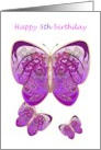 Happy 5th Birthday Purple Butterflies card