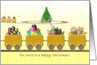 Christmas Toy Train Carrying Ornaments To The Holiday Tree card