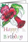 Birthday Sketch of Bignonia Flowers card