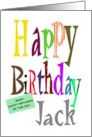 Happy Birthday Jack Gift Tagged Colorful Letters card