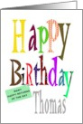 Happy Birthday Thomas Colorful Haphazard Letters card