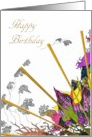 Birthday An Elegant Hand Painted Fan card