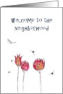 Welcome to the Neighborhood Illustration of Insects and Flowers card