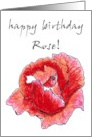 Happy Birthday Rose Illustration of a Rose Flower card