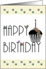 Birthday Black And White Cupcake With Colored Sugar Balls card