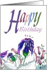 Birthday Abstract Flowers And Leaves card