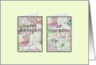 Birthday For Twin Girls Two Colorful Floral Cards in One card