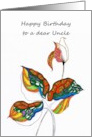 Birthday for Uncle Hand Drawn Colorful Foliage card