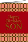 Birthday For Son Geometric Pattern in Red and Pink card