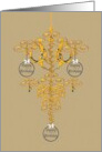 Chandelier Shaped Ornament of Gold Colored Metalwork Birthday card