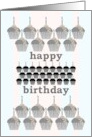 Cupcake Lineup in Black and White Birthday card