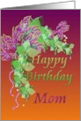 Birthday For Mom From All of Us Purple and Green Bouquet card