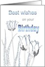 Birthday Black And Grey Floral Sketch card