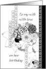 Birthday for Wife Floral Elegance in Black and White card