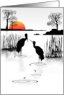 Wedding Anniversary For Spouse Storks Silhouetted Against Setting Sun card