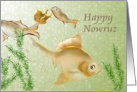 Happy Nowruz Fish Swimming Among Water Plants card