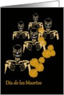 Dia de Los Muertos An Illustration Of Skeletons And Marigolds card