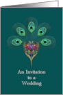 Peacock Themed Wedding Invitation Peacock Feathers card