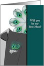 Be My Best Man Peacock Themed Wedding card