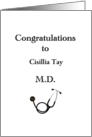 Custom Congratulations Graduation from Medical School Stethoscope card
