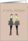 Birthday For Twin Girls Twins Holding Flowers card