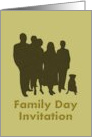 Family Day Invitation Silhouette of Family Members and Dog card