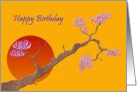 Birthday Abstract Art Floral Tree Against A Setting Sun card