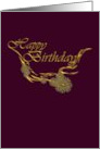 Birthday Abstract Art Gold Floral Swirls card