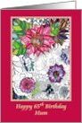 65th Birthday for Mum Flower and Lace Ink Drawing card