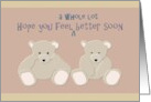 Get Well Soon Sad Teddy Bears card