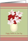 Mother-in-Law Day Pink Stargazers and Red Roses card