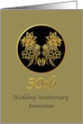 50th Golden Wedding Anniversary Invitation Abstract Florals card