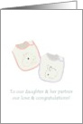 New Baby Congratulations to Daughter and Partner Little Bibs card