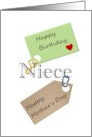 Birthday on Mother’s Day for Niece Gift Tags card