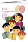 Spanish Birthday Greeting For Kids Children Balloons Presents card