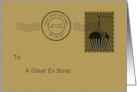 Birthday For Ex Boss Cupcake Postage Stamp And Envelope card