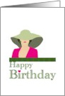 Birthday For Her Lady In Wide Brim Summer Hat card