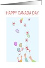 Happy Canada Day Balloons With Red Maple Leaf Motif card