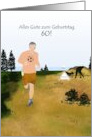 60th Birthday in German Running Along Country Lane card