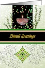 Diwali Greetings Oil Lamp Colorful Lights and Geometric Patterns card