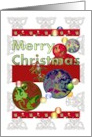Christmas Colorful Baubles And Mistletoe card