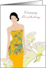 Birthday Model In Yellow Summer Dress card