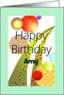 Custom Birthday Name With ’A’ Colorful Spheres And Swirls card