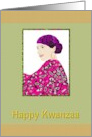 Kwanzaa Model In Colorful Head Scarf And Kaftan card