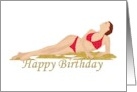 Birthday Model In Bikini Lying On A Beach card